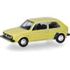 herpa Modellino auto VW Golf I, giallo brillante TT, scala 1:120, pezzo da collezione, Made in Germany, plastica Modello in miniatura, 066600-002