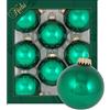 Dekohelden24 LAUSCHAER - Set di 8 palline in tinta unita lucida verde smeraldo, 6,7 cm, con corona dorata + 50 ganci rapidi in oro