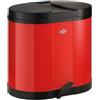 WESCO Ecollettore 170 di colore rosso, lamiera d'acciaio verniciata a polvere, due inserti separati da 15 litri in plastica, pedana in plastica