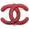 CHANEL Pre-Owned - Spilla CC Mark 2021 - Donna - placcatura in argento/pietre sintetiche - Taglia unica - Rosso