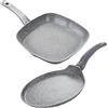 Avilia Set Crepiera e Grill Antiaderente per Cucina senza Olio - Set Padelle Antiaderenti Adatte a Piano Cottura ad Induzione, in Alluminio Forgiato, 28cm
