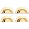 Infinity Decor Set di 4 maniglie a conchiglia in ottone massiccio, stile tradizionale, 105 mm, in ottone lucido, per armadietti da cucina, cassetti, ante