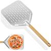 AnefanoozZ Pala per pizza perforata, argentata, 12 pollici, 39,5 x 30 cm, pala per pizza professionale, in lega di alluminio, con ampia superficie e rimovibile