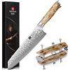 XINZUO Acciaio Damasco 21cm Coltello da Cuoco Kiritsuke -Affilatezza e Durata Coltello da Chef da Cucina -Tagliare Rapidamente Carne, Pesce, Frutta e Verdura -Manico in Legno di Sicomoro Figurato