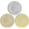 COM-FOUR® 3x sottopiatti - piattini riutilizzabili scintillanti come decorazioni da tavola - piatti decorativi per matrimoni, feste di famiglia o Natale - Ø 33 cm