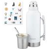 BARGRIN Kit Mate Argentino Tutto In Uno - Thermos da 1,2 litri in Acciaio Inossidabile - Mantiene Caldo o Freddo per 24 Ore - Opaco e Lampadina - Prodotto Argentino (Bianco)