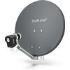 DUR-line Set da 4 partecipanti - Impianto satellitare in alluminio di alta qualità - Select 60 cm/65 cm specchio/ciotola antracite + Quad LNB - per 4 ricevitori/TV [Tecnologia all'avanguardia, DVB-S2,