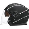 LIONCIANO Casco Semiaperto Adulto con Doppia Visiera, Casco Moto Demi-Jet Moto Cross Casco Scooter Caschi Motorino Vintage, Piloto Urbano Helm(Nero Opaco)