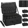 Relavel Valigetta da trucco XXL, organizer professionale con portapennelli, 4 tasche trasparenti, piastra rossetto, tracolla e scomparti regolabili per trucchi