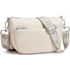 KALIDI FANCY FOREST KALIDI - Piccola borsa a tracolla da donna in pelle vegana, con tracolla larga regolabile, borsa a tracolla da donna, per lavoro, scuola, uso quotidiano, Beige