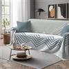 GC ARREDOCASA Gran Foulard Per Divano 180x290cm - ZigZag Verde - Copritutto Singolo Multiuso Copriletto, Telo Copridivano in Cotone Singolo, Telo Arredo 100% finissimo Cotone
