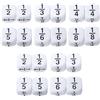 SLAKOZYT 20 dadi fraction da 16 mm, colore bianco, giocattolo per bambini per matematica, simboli di rottura, giochi educativi di rastrello aritmetico, gioco da ragazzi per educativi