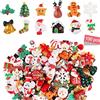 Kalolary 100 Pezzi Ornamenti natalizi in miniatura, Kalolary Resina Flatback Natalizi Miniatura Babbo Natale Pupazzo Neve Albero Campana Resina Charms per Cassa Telefono Famiglia Natale Artigianato Fai Da Te