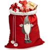 COM-FOUR® Borsa natalizia Premium XL - borsa regalo rossa da riempire - Borsa natalizia con palline e gnomi come decorazione e ottima confezione regalo