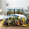Yzehomijia Set Copripiumino Trattore 140×200 cm,Biancheria da Letto per Bambini e Ragazzi,Copripiumino con Motivo Trattore 3D e Federa 1 Pezzo 65×65 cm (T2,140×200)