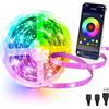 IKERY Tira de LED RGB Led Striscia Dimmerabile, RGB 5050 Multicolore Led Illuminazione per Letto,LED strip music sync controlable a través de la aplicación Bluetooth, LED tape light chain, festival
