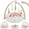 Nastopee Palestrina Neonato,Arco Gioco Con Tappetino Per Gattonare,Palestrina Interattiva,9 Attività,Arco Gioco Legno Naturale Per Bambini 0 A 18 Mesi