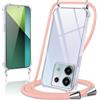 Coiwxmoi Cover per Xiaomi Redmi Note 13 Pro 5G con Cordino 6,67,Trasparente Custodia con Laccio Tracolla Corda Catena Cinghia,Morbido Silicone TPU Antiurto Case per Redmi Note 13 Pro 5G, Oro Rosa