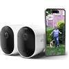 Arlo Pro 5 Telecamera WiFi Esterno Senza Fili, Telecamera WiFi Interno, 2K HDR, Sirena Allarme Casa, Sensore Di Movimento, Visione Notturna Colori, Prova Inclusa Secure, 2 Telecamere, Bianche