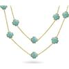 Bling Jewelry Aqua Blue Fiore Lungo Placcato Oro Perlato Smalto Stazione Catena Avvolgere Strato Clover Collana Per Le Donne 40 Pollici
