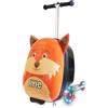 FLYTE, valigia pieghevole monopattino per bambini, rigida, con ruote, 2 in 1, 18 pollici (45,7 cm), capacità 25 litri, Frazer la Volpe