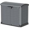Duramax Cedargrain StoreAway da 1200 L, plastica giardino arco capanno deposito esterno, adatto per utensili, biciclette, barbecue e 2 x 240L bidoni, 145x85x125 cm, Grigio