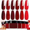 Honey Joy - Set di 6 polveri per immersione in polvere glitterate, collezione classica rossa, per nail art, manicure, saloni fai da te, regali per la casa, per donne, non necessita di lampada per