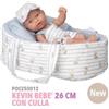 GIOCHERIA Arias Kevin Bebè Bambola con Culla 26 cm