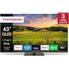 Thomson 43 Pollici (109cm) QLED Zentraler Standfuß Google Smart TV, Wi-Fi, Dolby Audio, HDR10, Bluetooth 5.1, Triple-Tuner (Cavo/Satellite/Antenna), HDMI, CI+, A+ Pannello - 43QG5C14