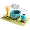 SURFOU Matcha Kit Giapponese 7 Pezzi, Ciotola con Beccuccio, Frusta in Bambù, Paletta, Colino, Strofinaccio, Porta Frusta e Portacucchiaio, Perfetto per Cerimonia del Tè, Colazione e Latte
