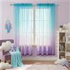 KOUFALL Tende in finto lino bicolore arcobaleno 52 x 63 verde/viola