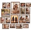Giftgarden Confezione da 16 cornici marroni per foto di varie dimensioni, set assortito tra cui due 28 x 35 cm, due da 20 x 25 cm, sei da 12 x 18 cm, sei da 10 x 15 cm, da parete o da tavolo