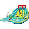 RELAX4LIFE 5 in 1 Castello Gonfiabile 452 x 362 x 228 cm con Trampolino Superiore, 2 Scivoli e 2 Spruzzi, Parete di Arrampicata, Grande Piscina, Cannone ad Acqua (senza compressore)