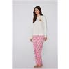 Tezenis Pigiama Lungo In Cotone Patch Croissant Donna Avorio