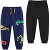 Pilipulu Pacco da 2 Pantaloni Bambino Dinosauri Pantaloni Bambini 100% Cotone Pantaloni Sportivi Ragazzo Pantalone Dinosauro Jogging Sportivi Jogger Nero+Auto 4 Anni