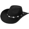 Eohak Cappello da cowboy occidentale modellabile per uomini e donne in feltro cappello Fedora Outback Cowgirl Jazz cappelli con fibbia per cintura M/L, nero, M