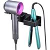 XILIMOR Porta Phon e Piastra Porta Phone Bagno da Muro Metallo Porta Phon e Piastra da Muro Asciugacapelli da Parete Adesivo Porta Phon da Parete Supporto Phon Piastra con Supporto (Nero)