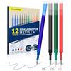 DealKits 12 mine di ricambio cancellabili per penna gel da 0,7 mm, compatibile con Pilot FriXion Ball & Clicker & Eberhard Faber, mine di ricambio per penna gel cancellabile, lunghezza di scrittura