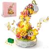 QLT QIAOLETONG Piante fiori friends giocattolo da costruzione, scatola girevole per musica, idea regalo per ragazze 6-12 e adulti, decorazione per la festa della mamma (575 pezzi)