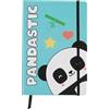 I-TOTAL® - Divertente Notebook A5 / Segnalibro con Chiusura Elastica | Notebook elastico A5, 80 pagine, 200 facciate, PAGINE A PUNTINI (Panda)