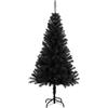 vidaXL Albero di Natale con Supporto Decorazione Natalizia Addobbi Feste Abete Pino Sintetico Festoni Ornamenti Pianta Artificiale Nero 150 cm PVC