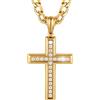 HZMAN Collana con croce in CZ placcato oro 24K per uomo e donna, in acciaio inox, gioiello religioso con catena ro da 61 cm, Acciaio inossidabile, Zirconia cubica