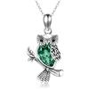 HARMONY BOLA Collana a forma di gufo con ciondolo a forma di uccellino, in argento Sterling 925 con cristallo, gioiello da donna, 45,7 + 5,1 cm di estensione per collana, 16 x 20 mm, 45,7 cm + 5,1 cm