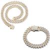 HALUKAKAH Placcato in Vero Oro 18 Carati Diamante Cubano Bracciale a Maglie Collana di Gioielli per Uomo, Oltre 1500 Lab Diamanti, Larghezza 12mm Lunghezza 20 cm,45cm con Confezione Regalo