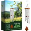 Nature's Melody Premiere Grande Tunes Wind Chimes - Outdoor Windchime with 6 Tubes Tuned to E Pentatonic Scale, Rustproof Aluminum, Beech Wood & S Hook Hanger for Sympathy, Memorial Gift or Zen Garden