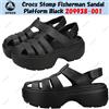 Crocs Stomp Fisherman Sandalo Platform Nero 209938-001 Taglia Unisex