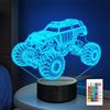 Anywin Luce notturna Monster Trucks, regalo per laureati per ragazzi, lampada 3D illusione auto con 16 colori che cambiano e timer e dimmer, fantastica decorazione regalo per compleanno, ritorno a scuola