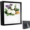 Huamirra Cornice portafoto profonda 25 x 25 cm Targa acrilica trasparente cornice per oggetti 3D profondità 3 cm in legno per regalo di nozze nero