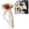 ThaiRoot 4 pezzi di fiocco per auto in seta, decorazione per matrimonio, autoschmuck, simulazione di rose, fiocco per porta e specchietto retrovisore, decorazione per sedia da matrimonio, fiore a fiocco con