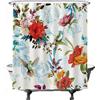 Ulticool - Tenda da Doccia - Fiore Uccello Natura - 180 x 200 cm - Tenda da Bagno - Lavabile - Antimuffa - con 12 Anelli Bianco - Flowers - Rosso Rosa Arancia Blu Viola Verde